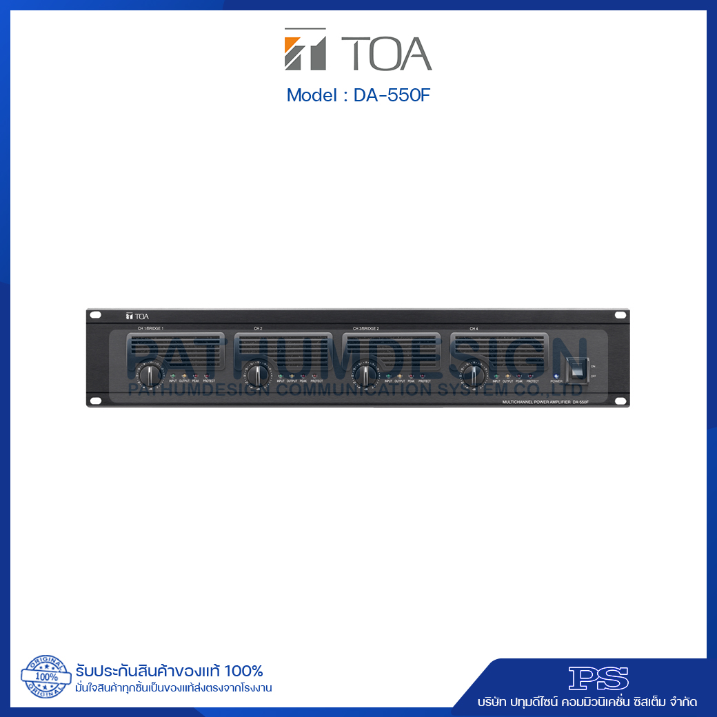 TOA DA-550F Multichannel Power Amplifier 550W x 4 (Bridge 1100W x 2 )