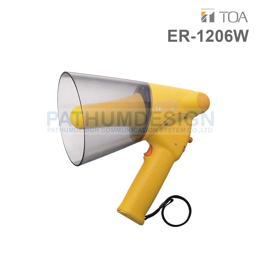 TOA ER-1206W (10W max.) Splash-proof Hand Grip Type Megaphone with Whistle TOA ER-1206W (10W max.) Splash-proof Hand Grip Type Megaphone with Whistle