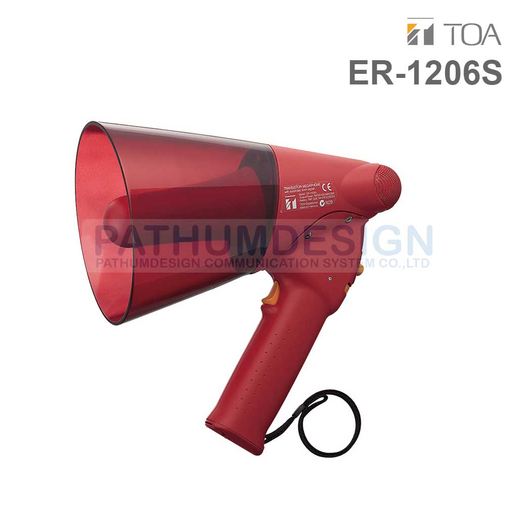 TOA ER-1206S (10W max.) Splash-proof Hand Grip Type Megaphone with Siren TOA ER-1206S (10W max.) Splash-proof Hand Grip Type Megaphone with Siren