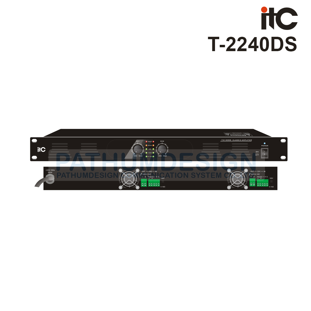 ITC T-2240DS 2x240W, Class-D Amplifier 100V and 4-16 ohms ITC T-2240DS 2x240W, Class-D Amplifier 100V and 4-16 ohms