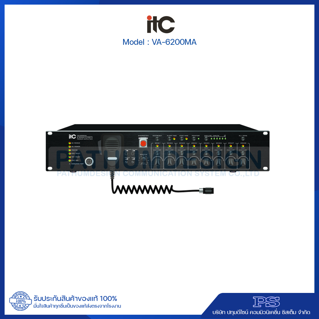 ITC VA-6200MA Voice Alarm Controller, Buit-in 500W. & 8 Zone ITC VA-6200MA Voice Alarm Controller, Buit-in 500W. & 8 Zone
