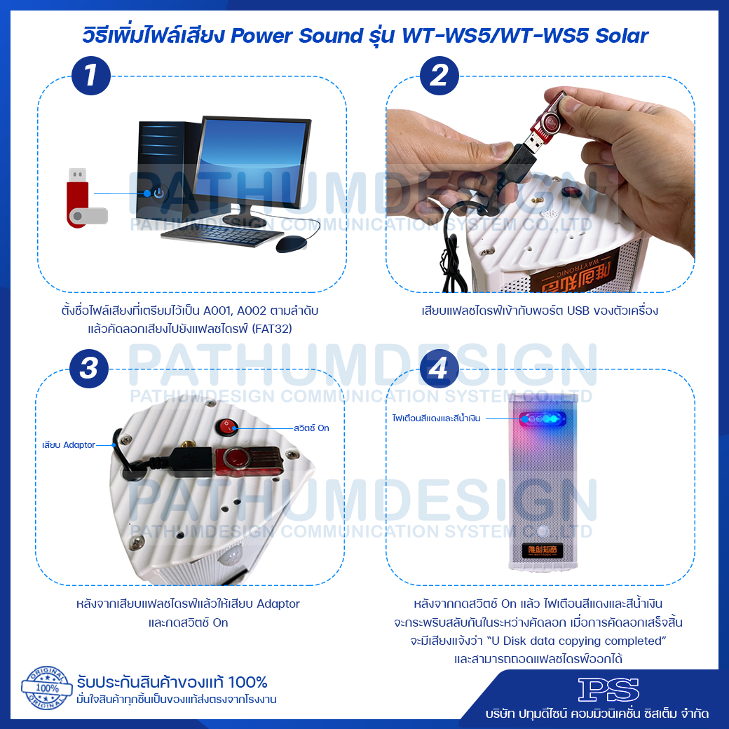 Power Sound รุ่น WT-WS5 ใช้งานภายนอกได้ กันน้ำมาตรฐาน IP65 Power Sound รุ่น WT-WS5 ใช้งานภายนอกได้ กันน้ำมาตรฐาน IP65